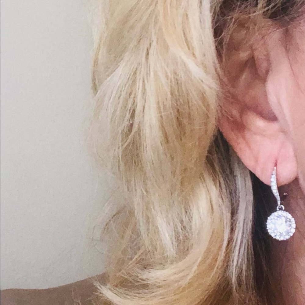 Cubic Zirconia Round Dangle Earrings